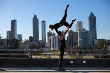 Buddy and Tracy Camel behind ATL Skyline